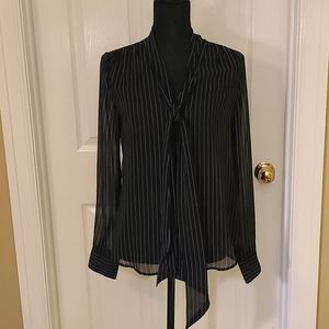WHBM Black/White Striped Top